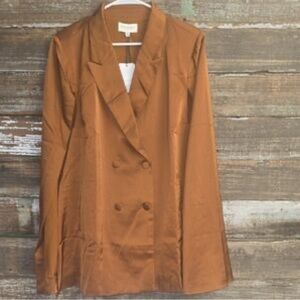 Skies Are Blue Double-Breasted Tan Blazer/Cape